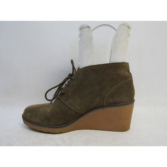Clarks Womens Size 8 M Brown Suede Lace Up Wedge Fashion Ankle Boots Booties - Picture 2 of 11